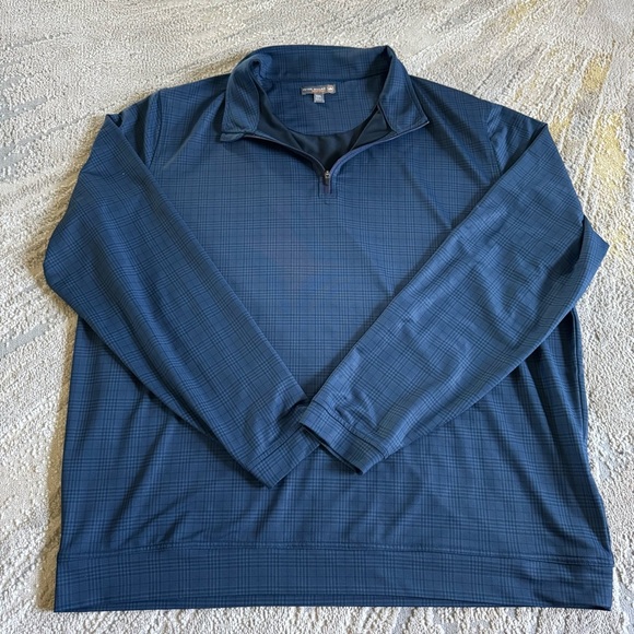 Peter Millar Crown Sport Quarter Zip Checker Blue pullover long sleeve golf XXL - Picture 1 of 7